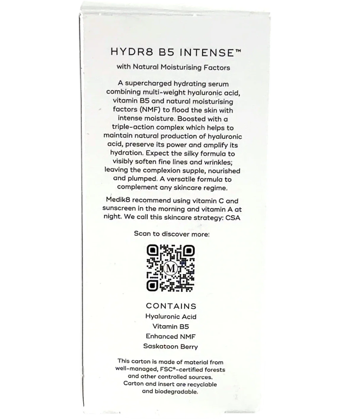 medik8 Hydr8 B5 Intense, size 30ml — back
