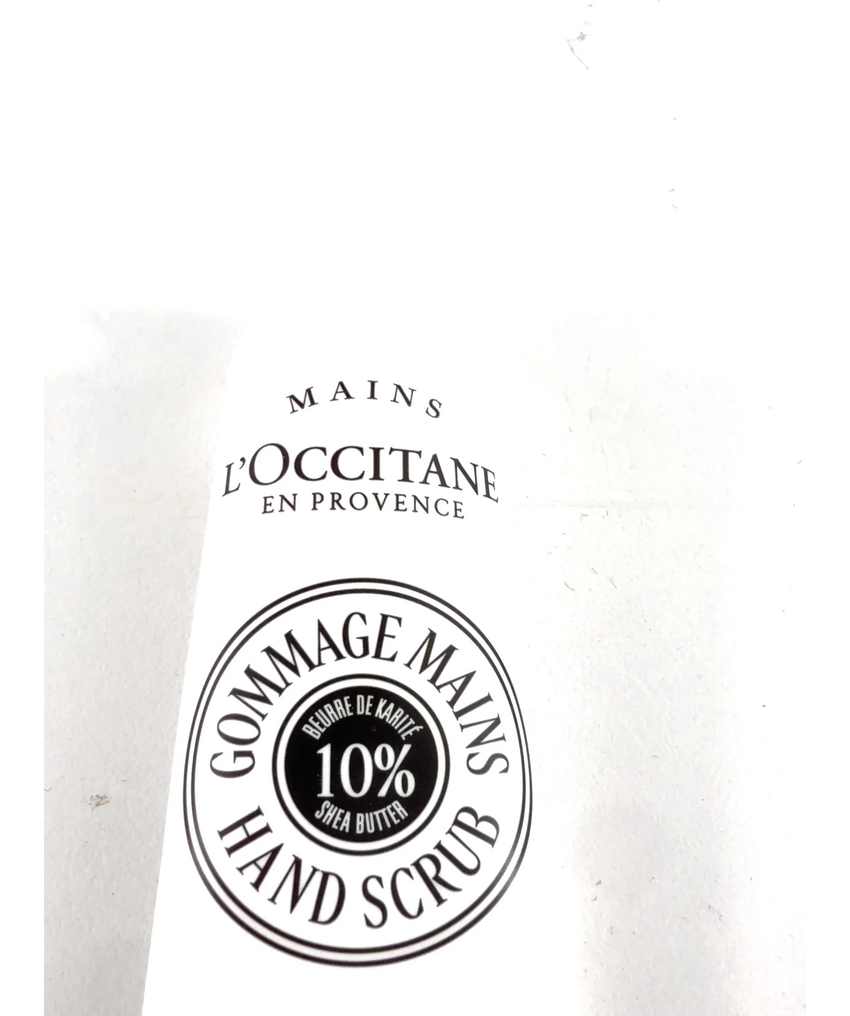 Loccitane Shea (Karité) Hand Scrub, size 30ml — label