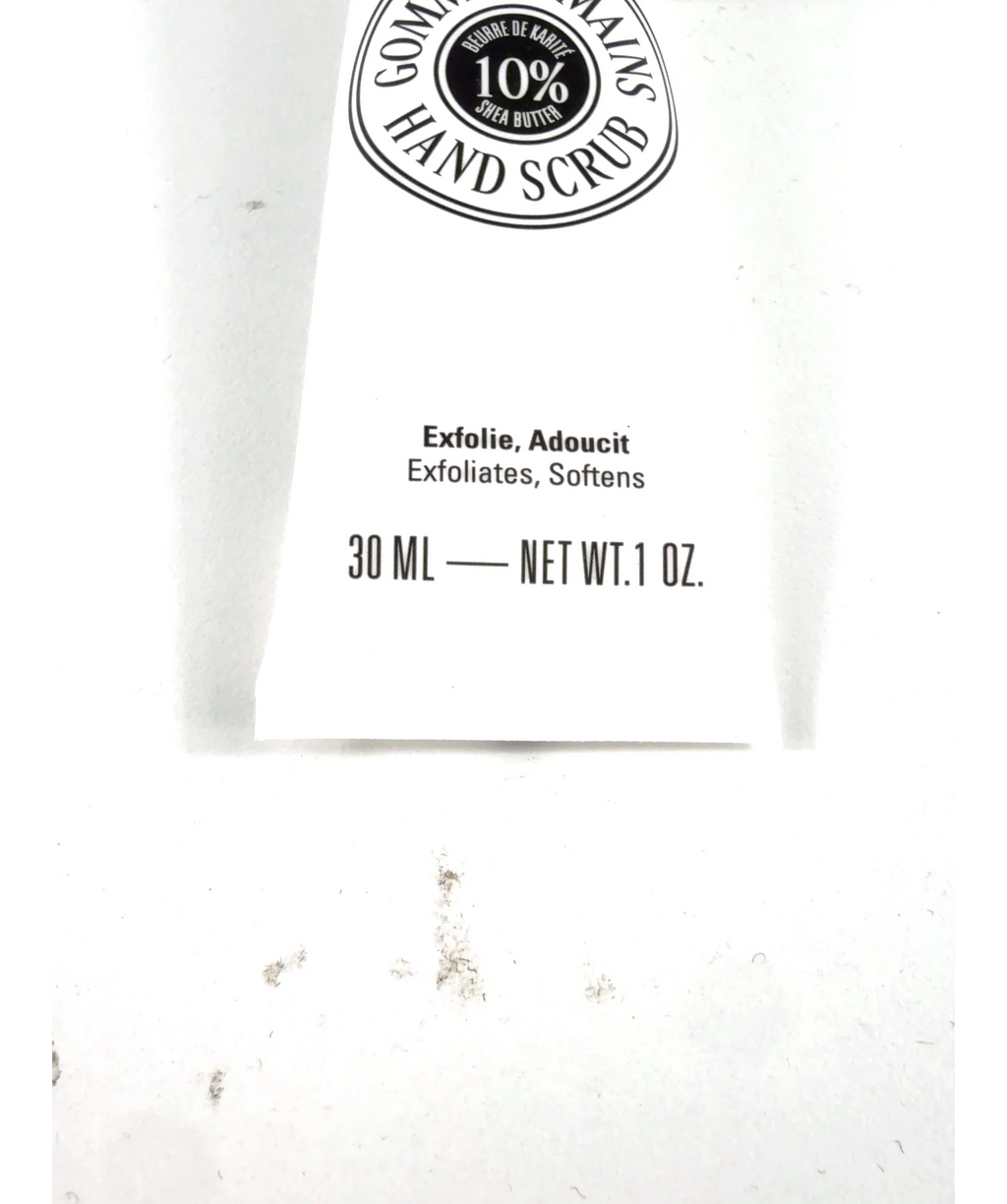 Loccitane Shea (Karité) Hand Scrub, size 30ml — care label