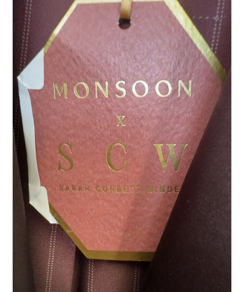 Monsoon Brown Satin Sequin Blazer, size UK 10 — detail