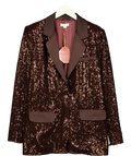 Monsoon Brown Satin Sequin Blazer, size UK 10 — front