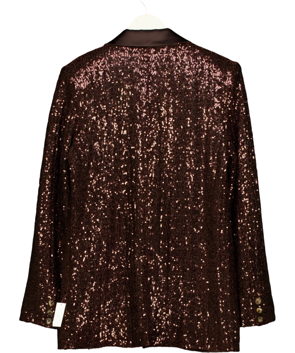 Monsoon Brown Satin Sequin Blazer, size UK 10 — back