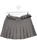 Maje Grey Jocelyn Low-rise Pleated Stretch-woven Mini Skirt UK 8