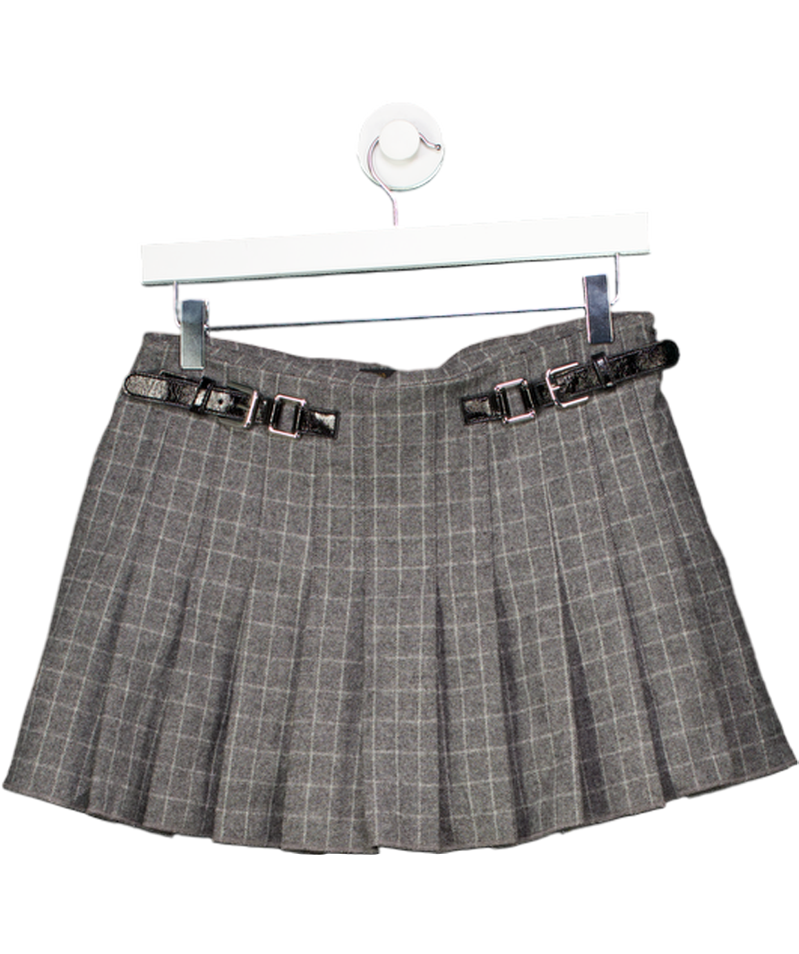 Maje Grey Jocelyn Low-rise Pleated Stretch-woven Mini Skirt UK 8