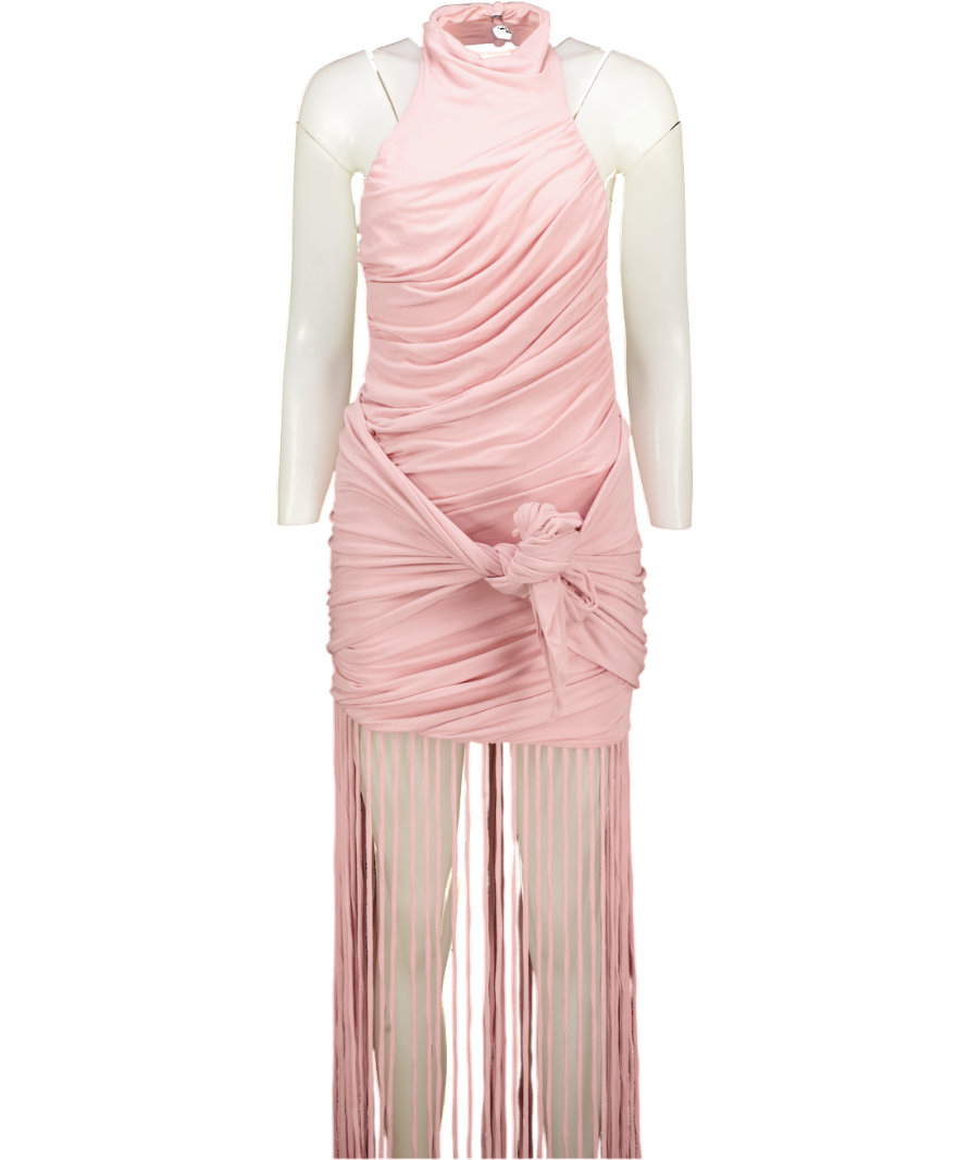 BBX BRAND Zuma Ruched Tassel Dress - Rose Pink UK 6
