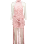 BBX BRAND Zuma Ruched Tassel Dress - Rose Pink UK 6