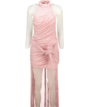 BBX BRAND Zuma Ruched Tassel Dress - Rose Pink UK 6