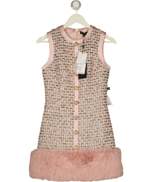 NADINE MERABI Pink Pinkcl Sparkle Tweed Gabi Dress UK 8
