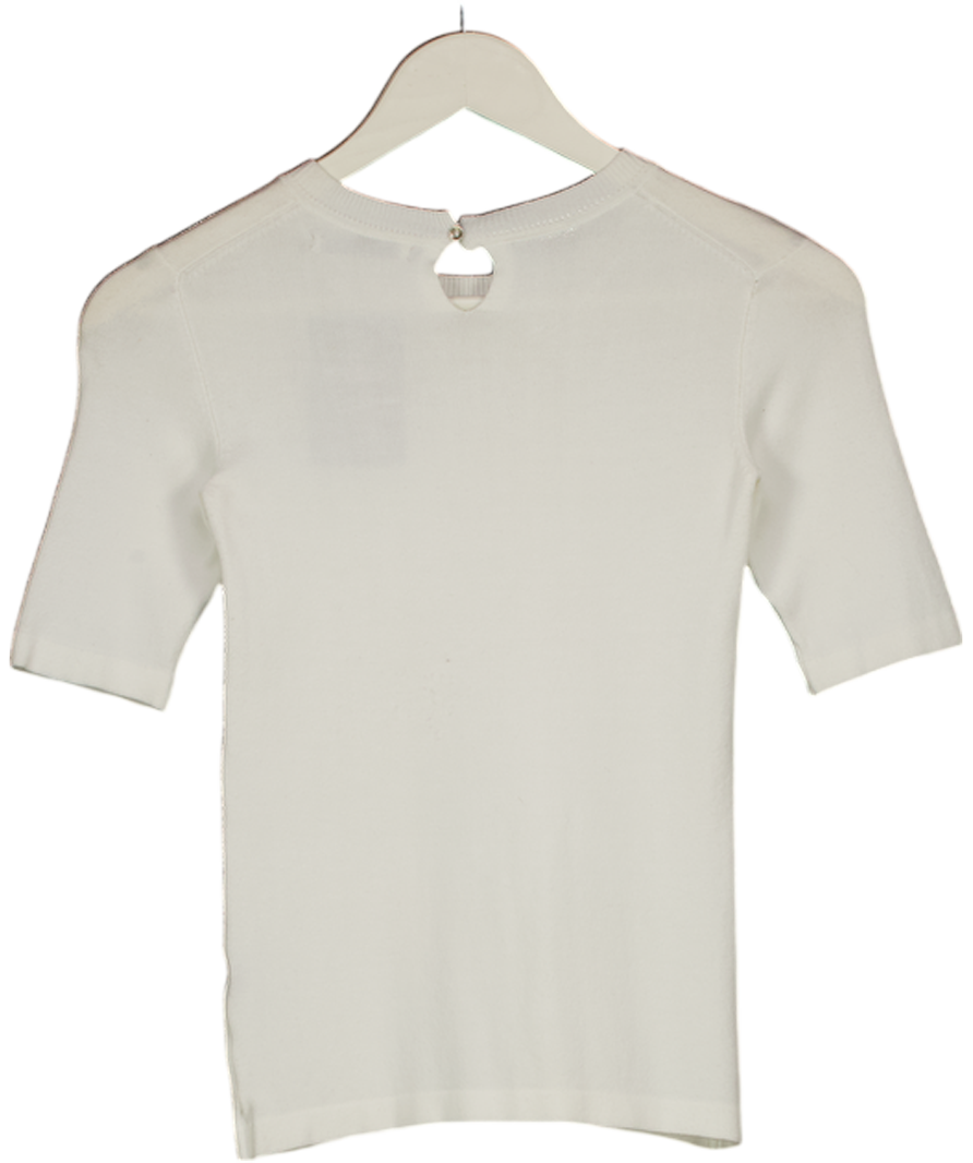 ZARA White Knit Short Sleeve Top UK S