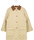 AQUASCUTUM Beige Camel Quilted Jacket With Check Lining UK S/M
