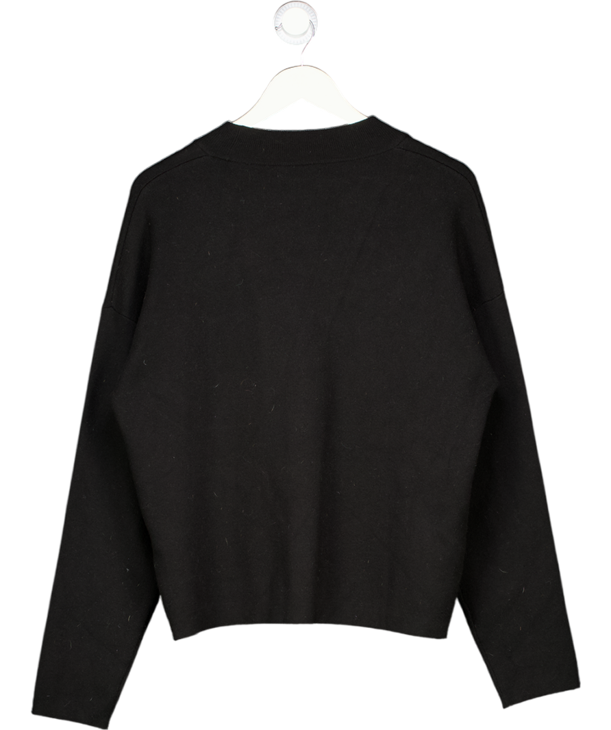 ZARA Black Boxy Knit Crewneck Jumper UK M