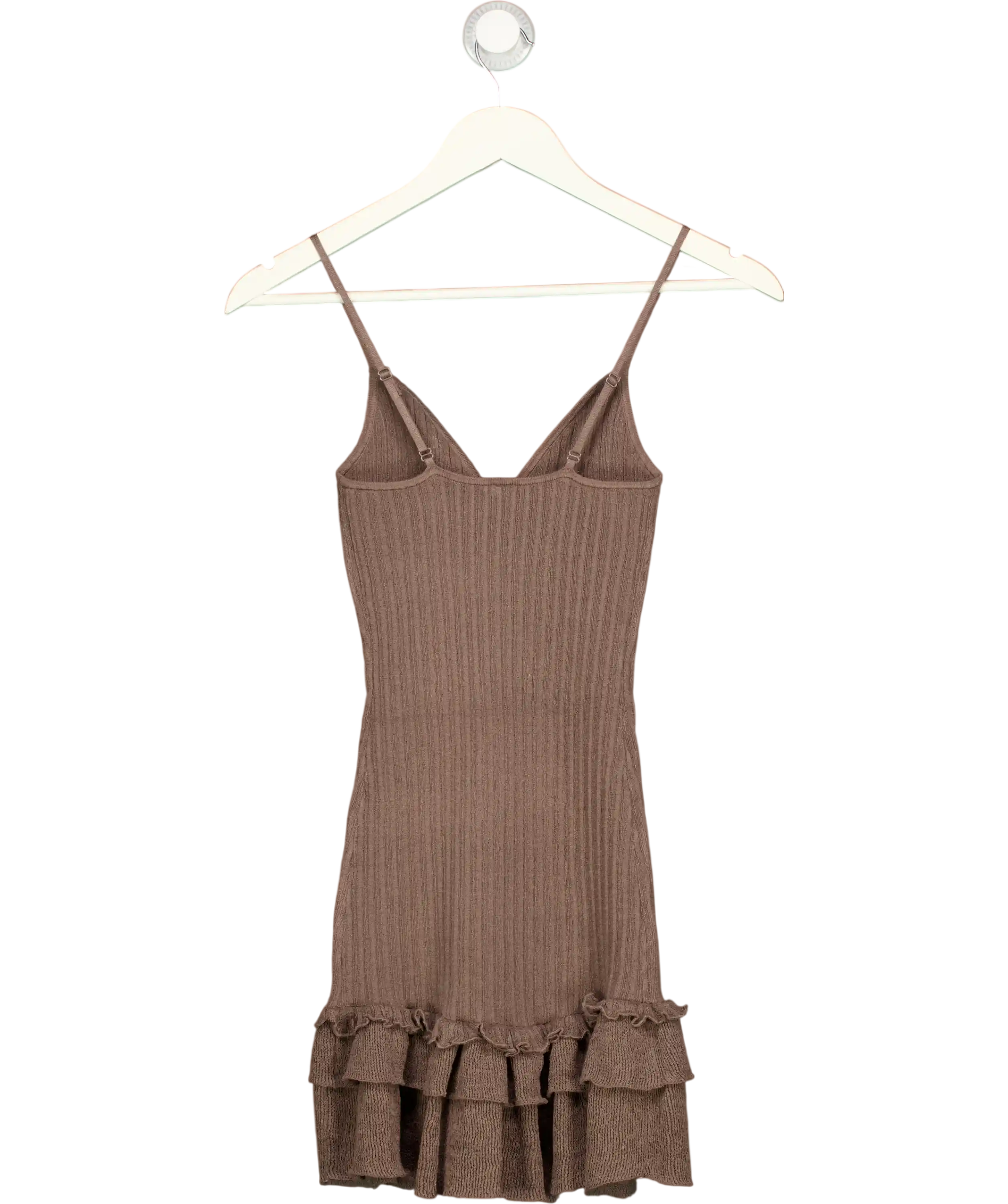 SKIMS Brown Sheer Knit Ruffle Dress Amethyst UK XS