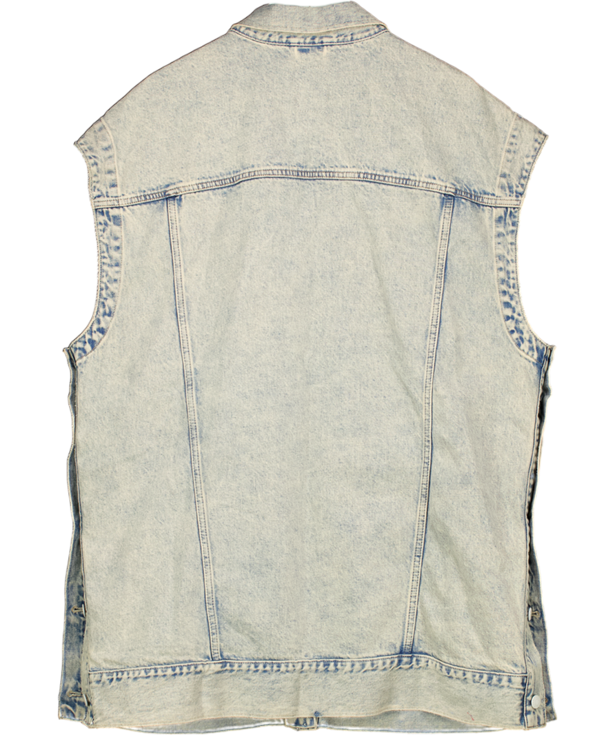 GAP X Harlem's Fashion Row Washed Blue Denim Wide Shoulder Shirt UK L/XL
