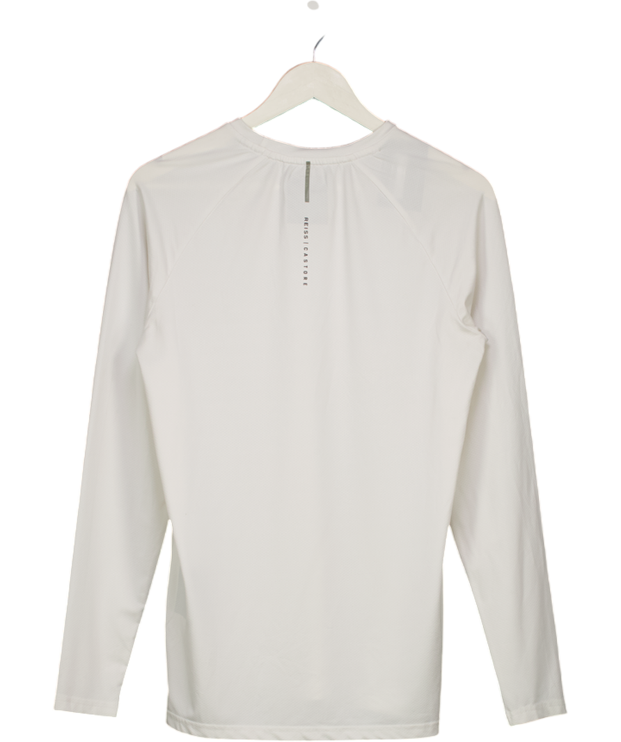 REISS White Castore Performance Long Sleeve Top UK S