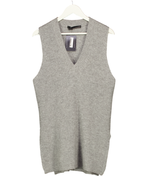 360CASHMERE Grey 100% Cashmere Oversize Longline Knit With Side Splits UK S