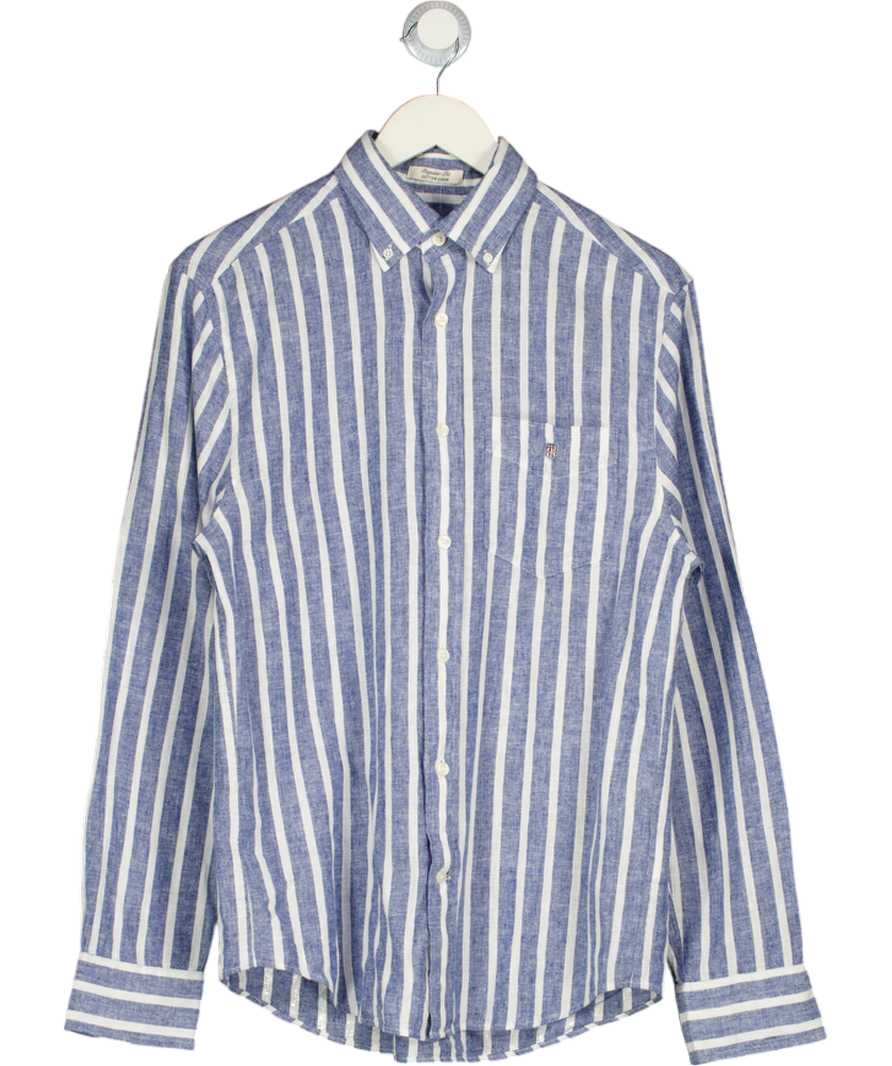 GANT Blue Regular Fit Striped Classic Poplin Shirt UK S