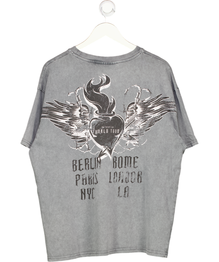 The Couture Club Grey T Shirt With Gothic Heart Back Print UK M