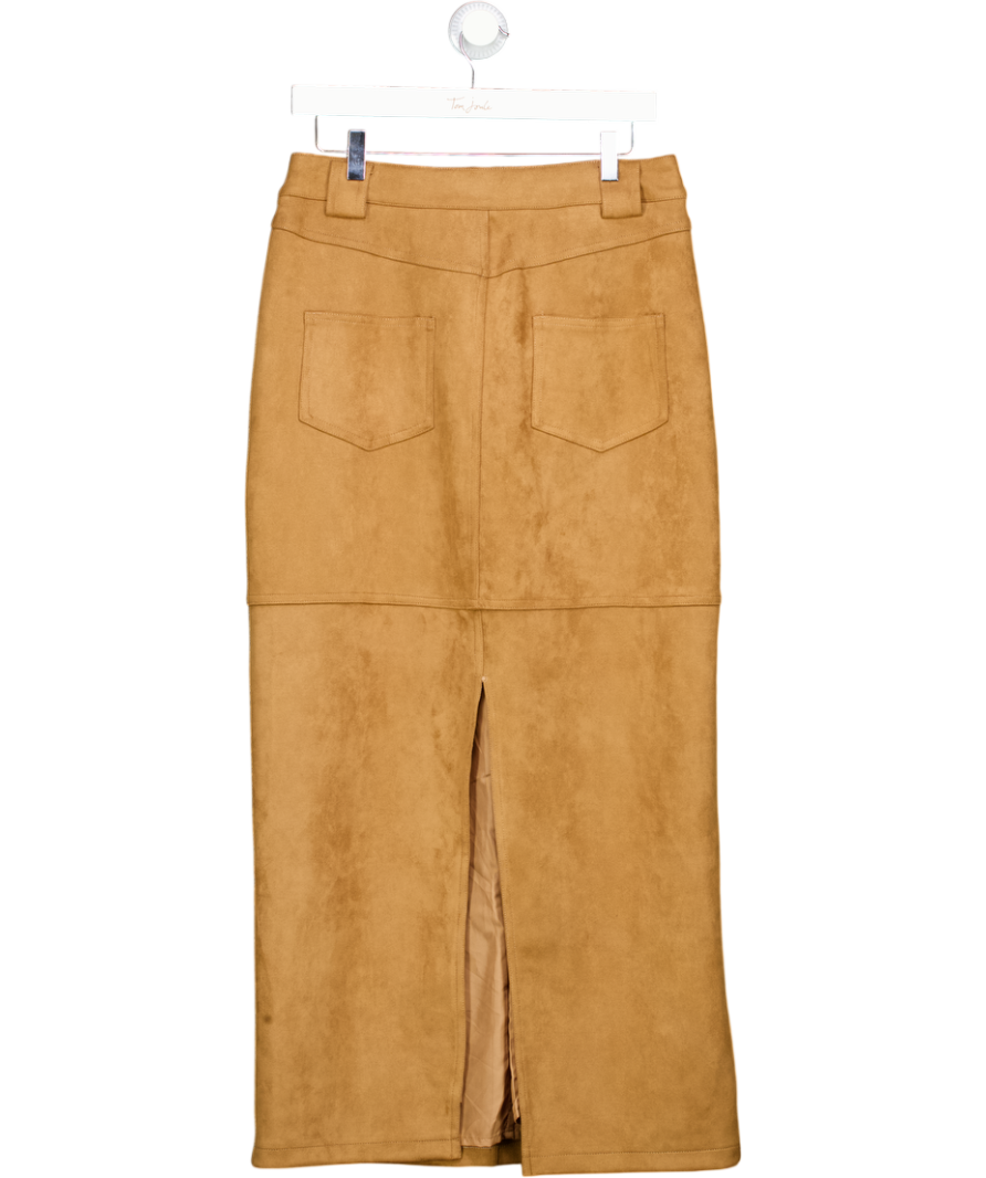 4th & Reckless Tan Brown Suede Midi Pencil Skirt UK 10