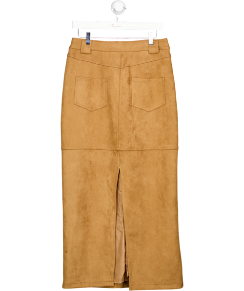 4th & Reckless Tan Brown Suede Midi Pencil Skirt UK 10