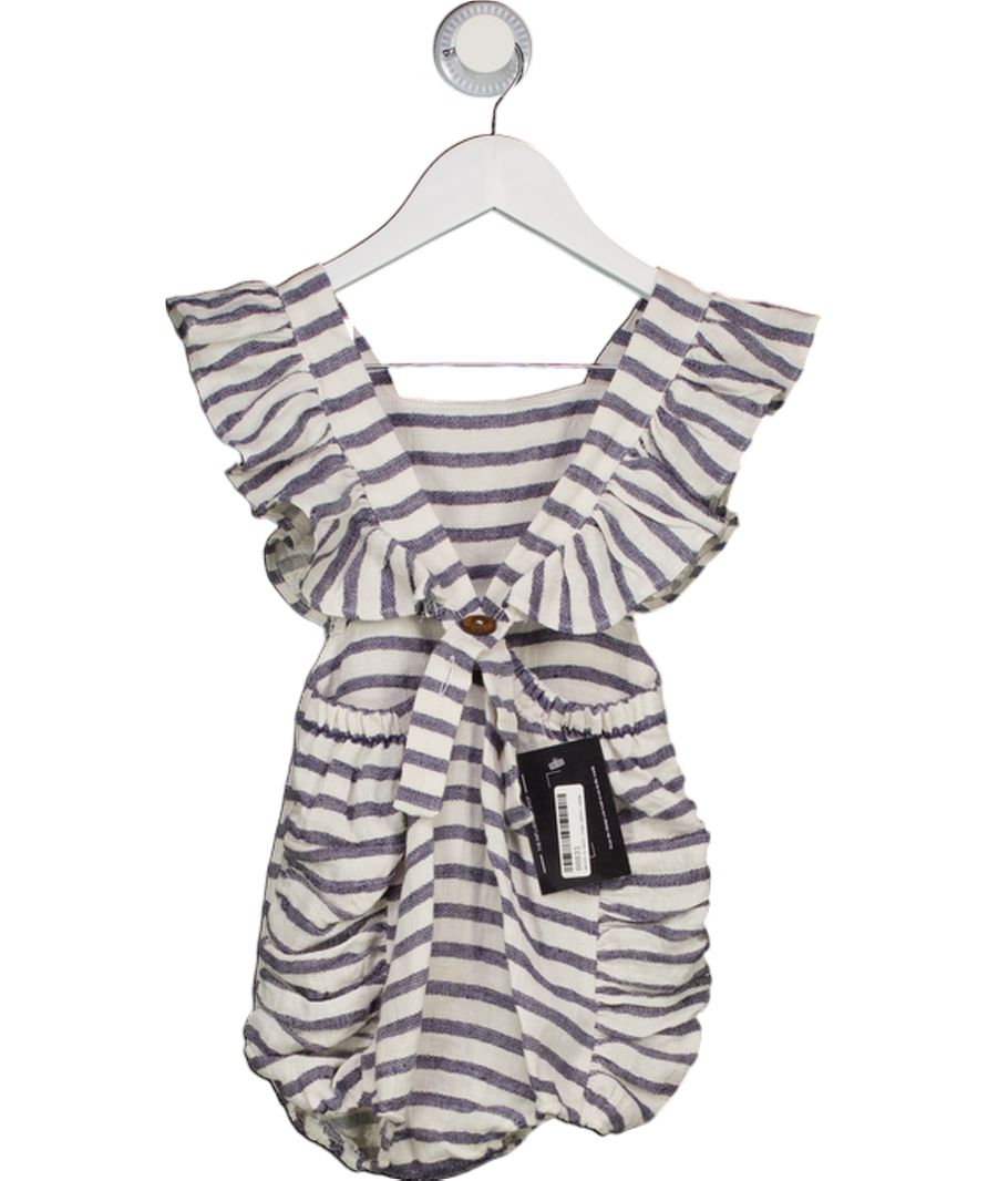 Freya Lillie Blue / White Linen Blend Romper 3 Years