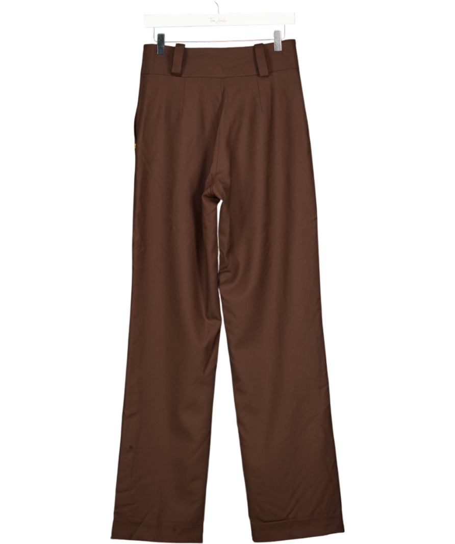 HOLLAND COOPER Brown High Waisted Wide Leg Trouser Walnut Twill UK 10