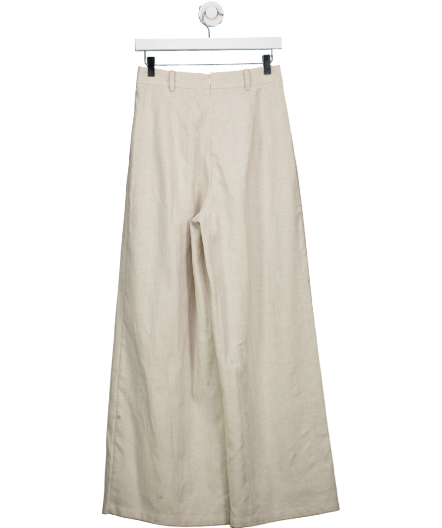 commense Cream Linen Blend Wide-leg Pants UK S