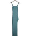 Oh Polly Blue Shimmer Split Side Maxi Dress UK 8