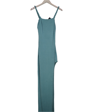 Oh Polly Blue Shimmer Split Side Maxi Dress UK 8