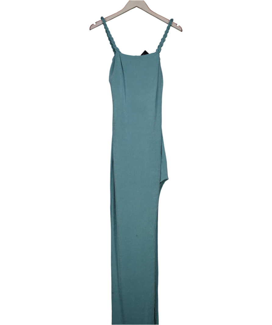 Oh Polly Blue Shimmer Split Side Maxi Dress UK 8