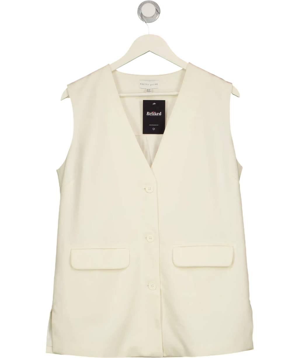 PRETTY LAVISH Cream Tailored Waistcoat Top UK 10