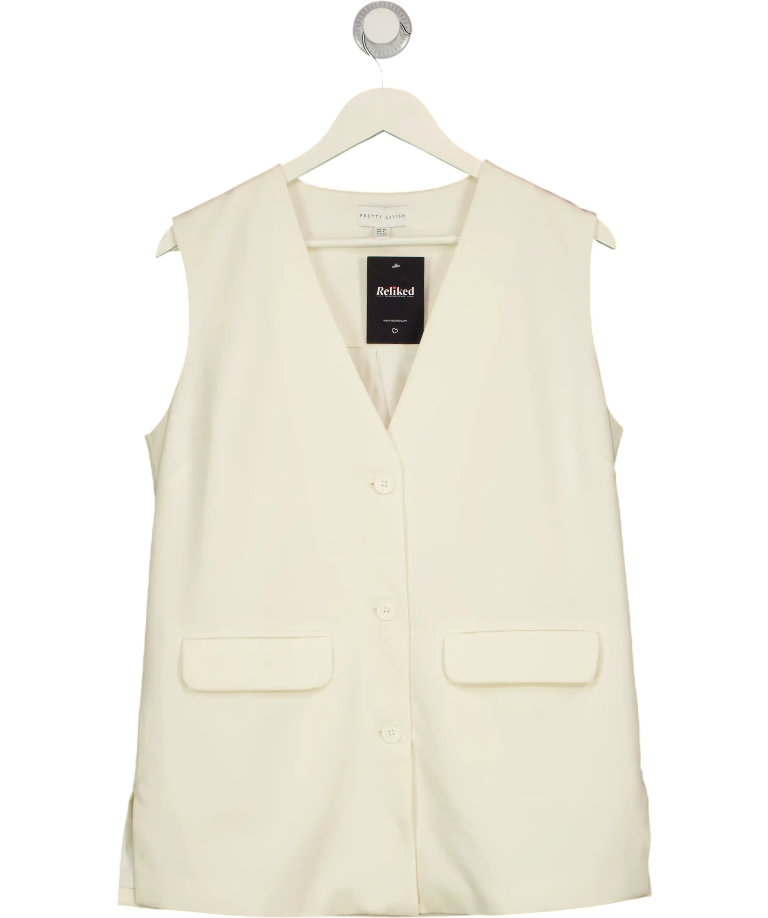 PRETTY LAVISH Cream Tailored Waistcoat Top UK 10