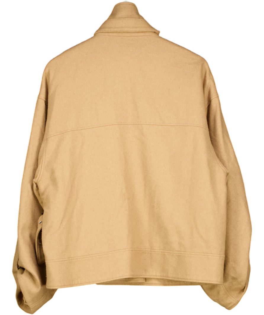 HOUSE OF DAGMAR Beige Camel Wool Felt Oversize Funnel Neck Jacket UK 8