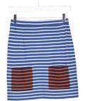 CHINTI & PARKER Blue & White Striped Jersey Skirt With Contrast Pockets UK XS