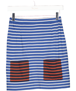 CHINTI & PARKER Blue & White Striped Jersey Skirt With Contrast Pockets UK XS