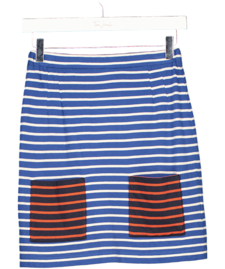 CHINTI & PARKER Blue & White Striped Jersey Skirt With Contrast Pockets UK XS