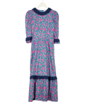 THE WELL WORN Blue / Pink Floral Maxi Dress With Lace Trim UK M