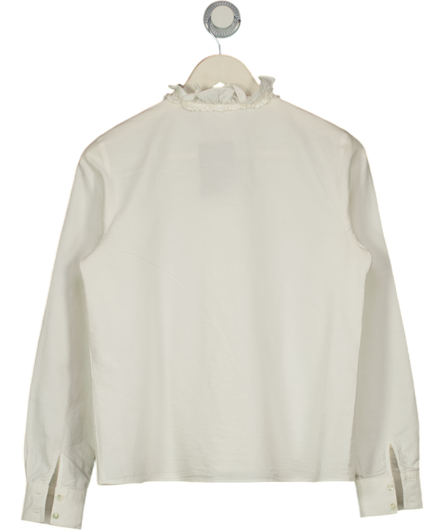 SEZANE White 100% Cotton Ruffle Detail Shirt UK 8