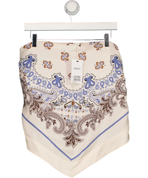 Next Blue & Brown Bandeau Hanky Hem Tie Back Top UK 22