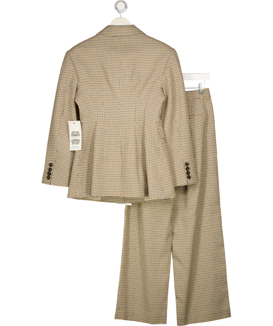 NEVER FULLY DRESSED 2-piece Cream / Brown Check Blazer And Trouser Set UK 8