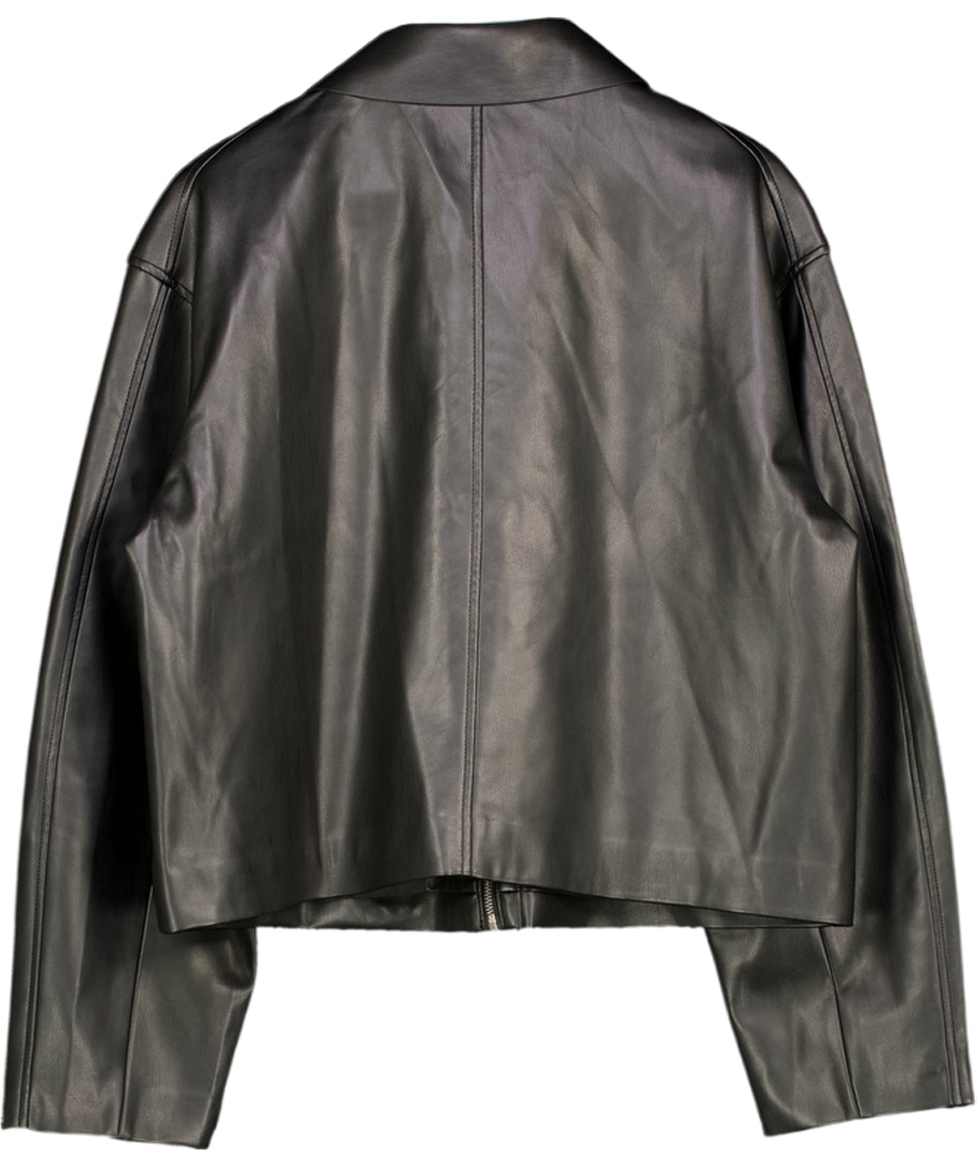 NA-KD X Katarina Krebs Black Short Faux Leather Jacket UK 10
