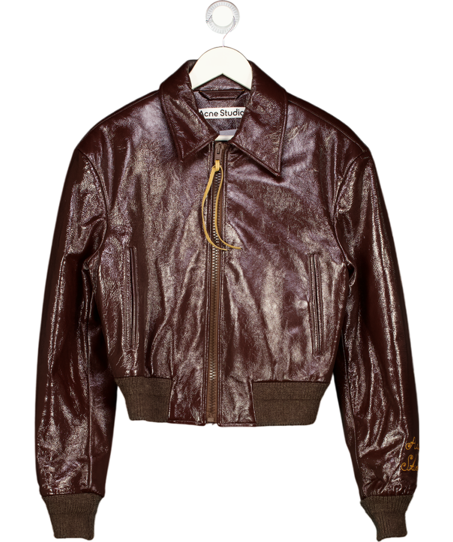 Acne Studios Brown Bubble Leather Biker Jacket UK S