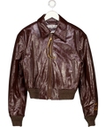 Acne Studios Brown Bubble Leather Biker Jacket UK S