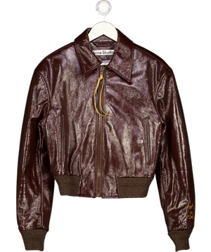 Acne Studios Brown Bubble Leather Biker Jacket UK S