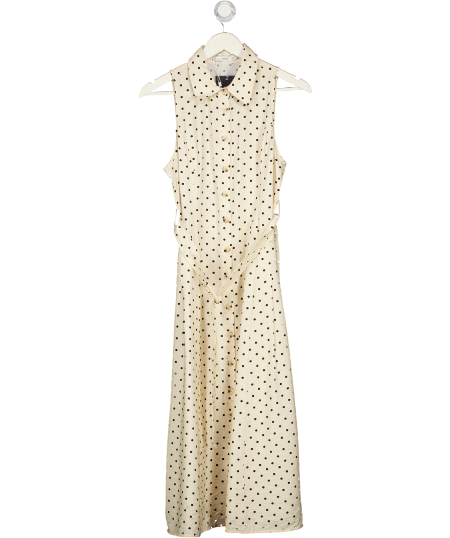 MANGO Cream Polka Dot Shirt Dress UK 8