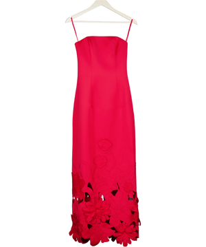 Leo Lin Red Rayna Floral-appliqué Maxi Dress UK 6