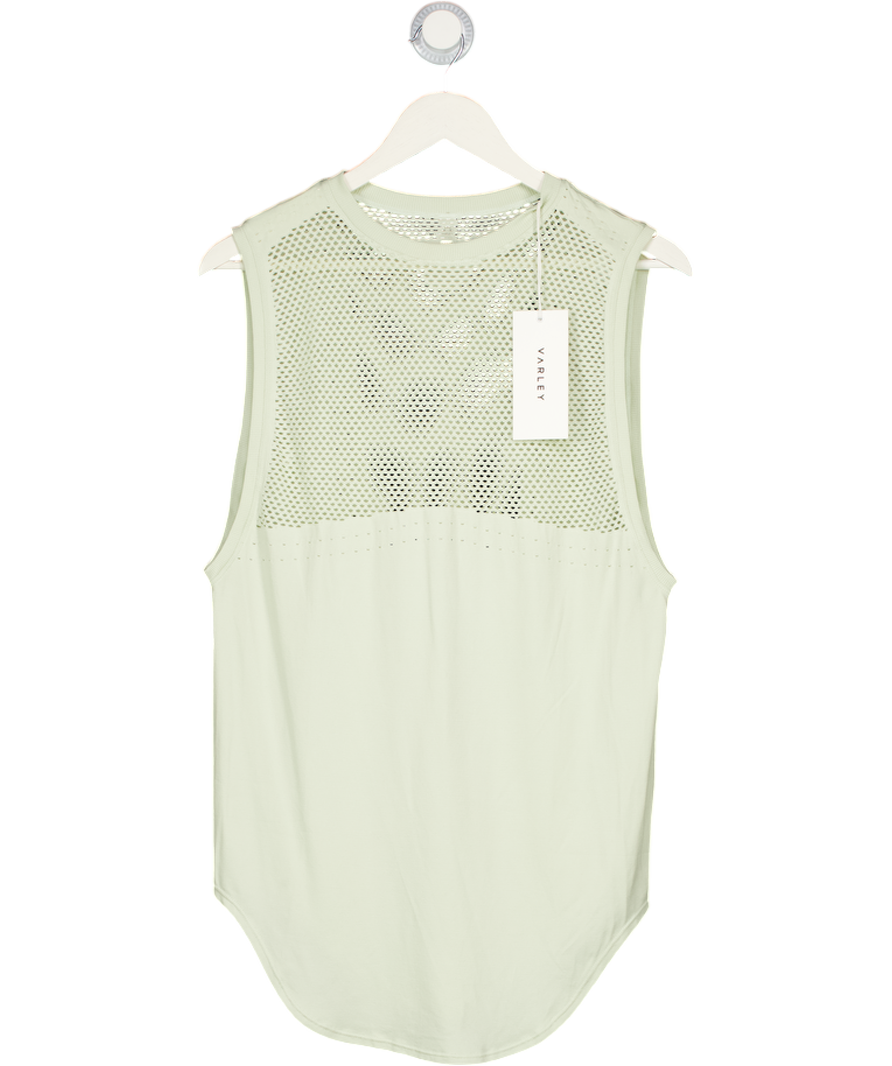 VARLEY Sage Green Breathable Mesh Detail Longline Tank Top UK XXS-XS
