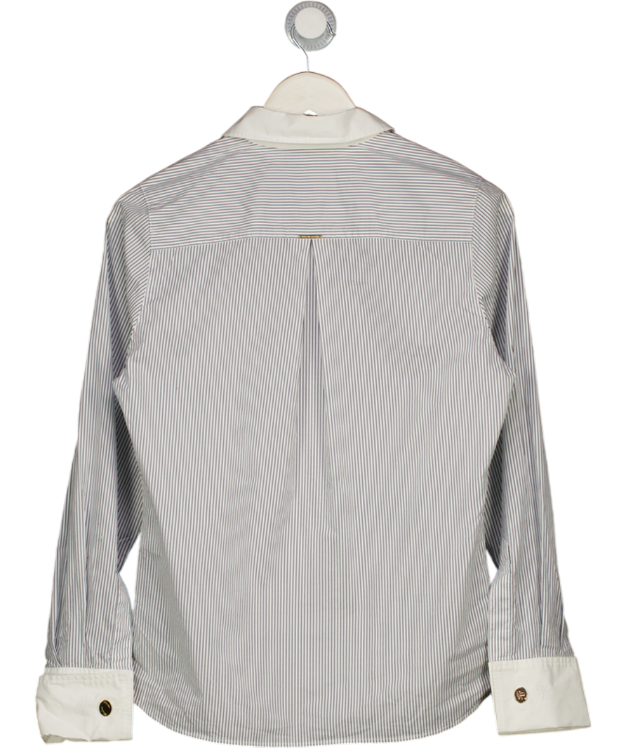 HOLLAND COOPER White Louisa Shirt Pinstripe With Gold Hc Cufflinks UK 8