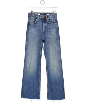 ZARA Blue Ropped High-waist Bell Bottom Jeans UK 6