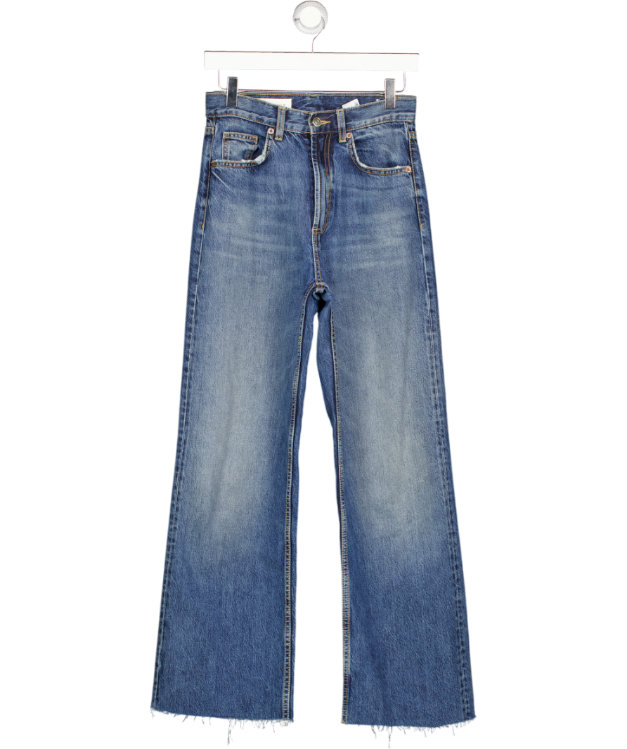 ZARA Blue Ropped High-waist Bell Bottom Jeans UK 6
