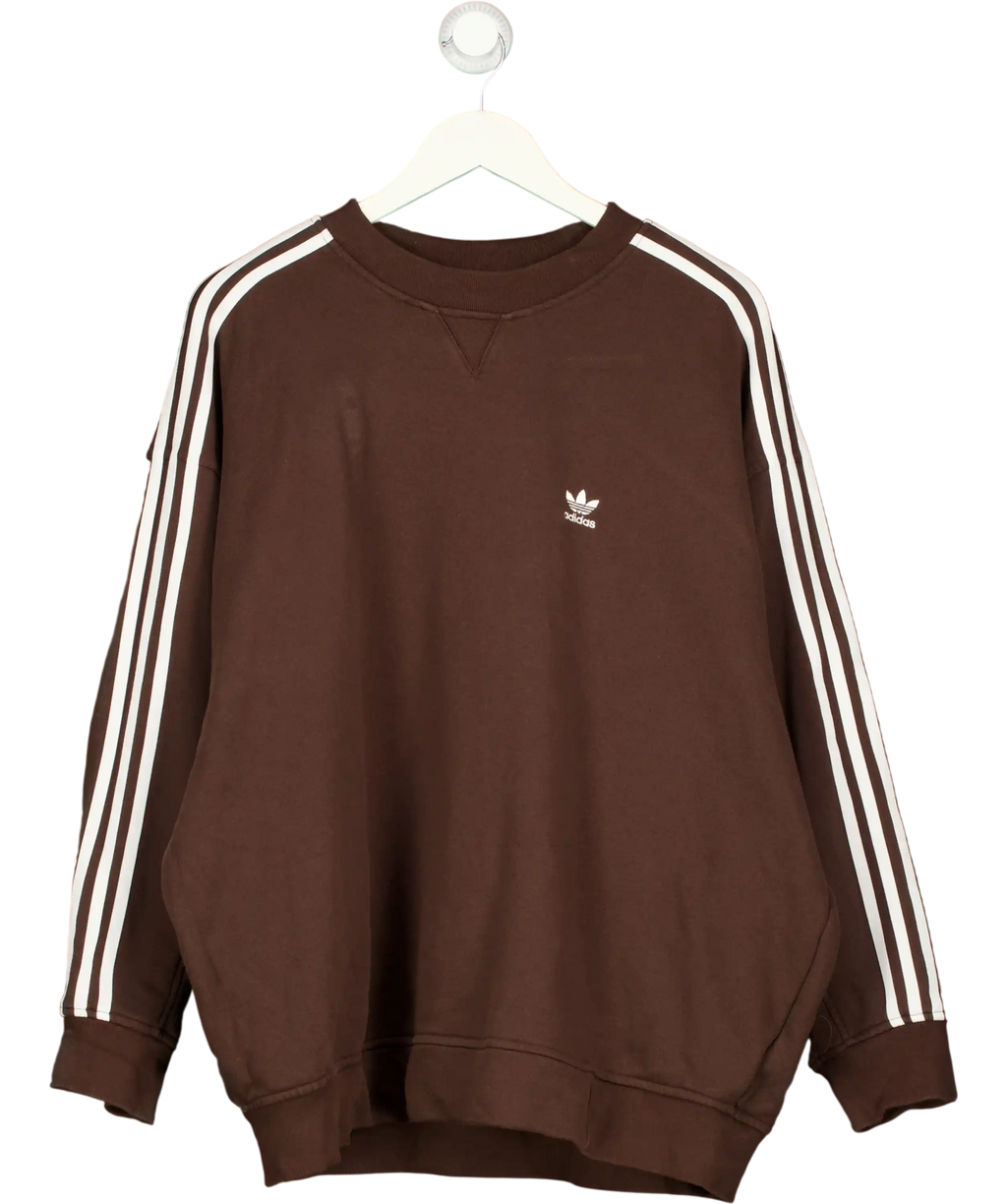 ADIDAS Originals Chocolate Brown 3-stripes Sweatshirt UK 16